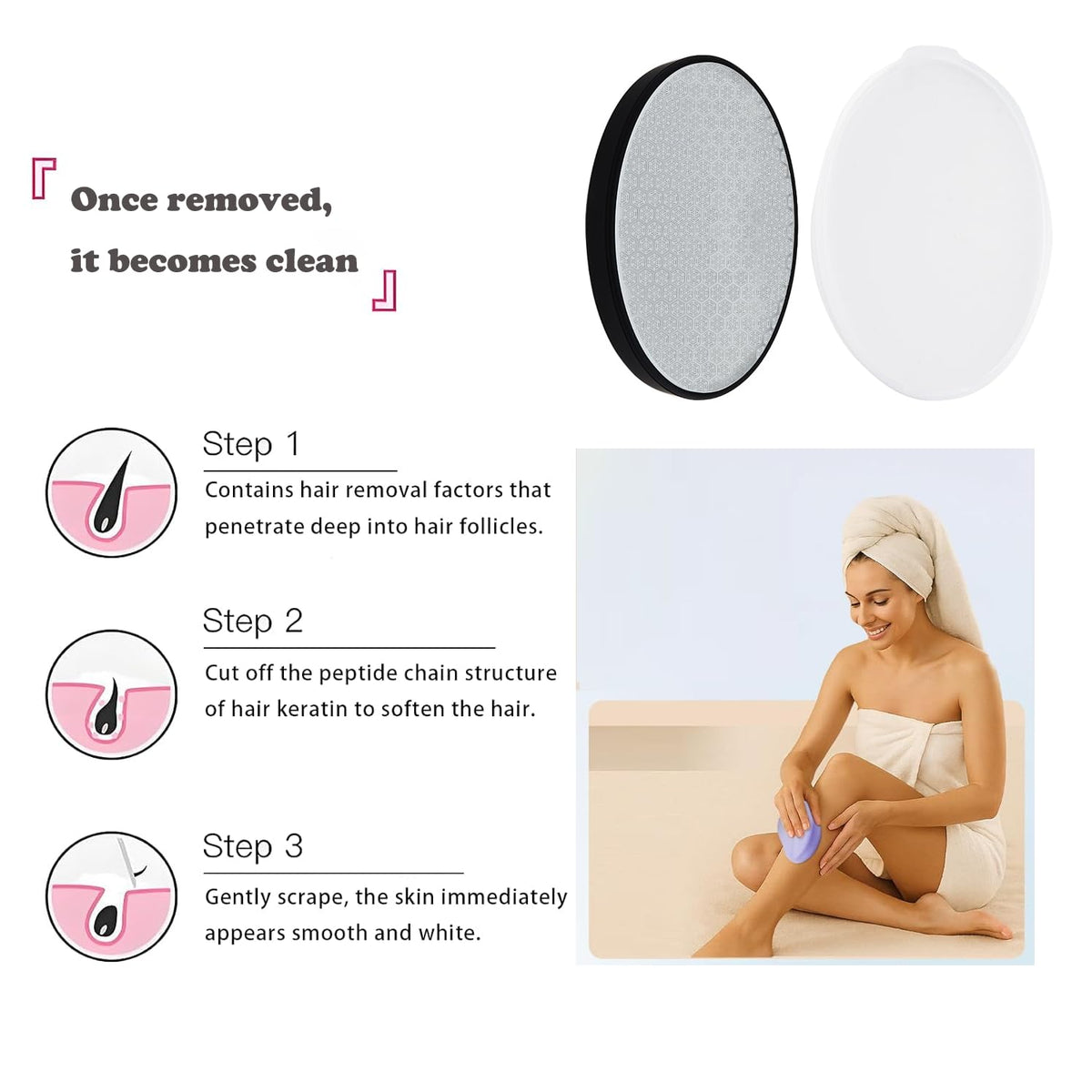MINOCHI Depiladora de cristal premium, exfoliante indoloro para la depilación, depiladora de nanocristal para mujeres, afeitadora recortadora natural, suave y eficiente.