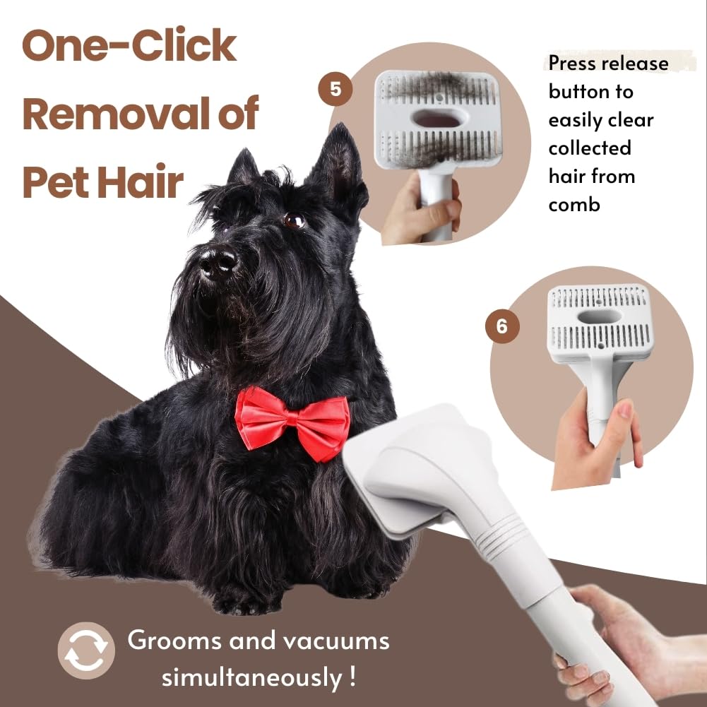 Cepillo para Mascotas IZSOHHOME Azul Desprendimiento y Limpieza Automática para Pelo Largo o Corto￼