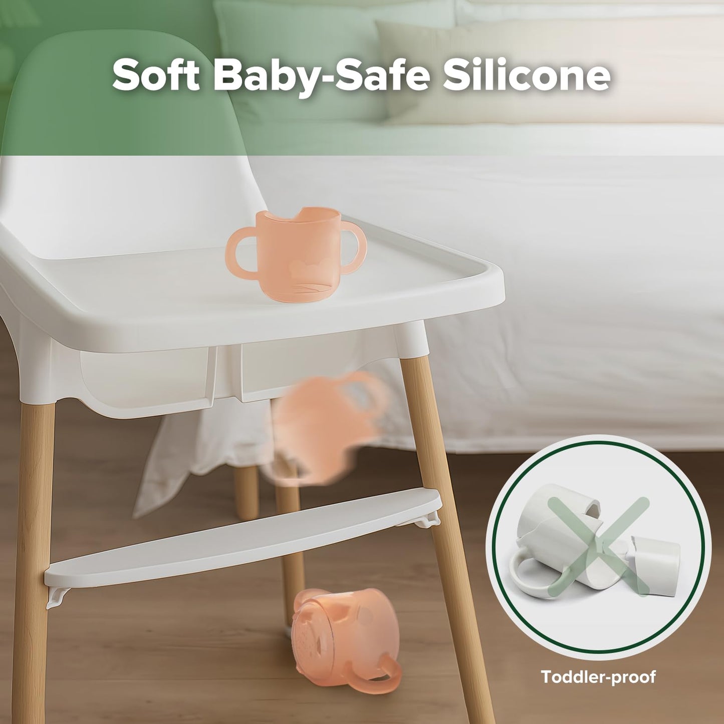 Taza de entrenamiento de silicona para bebé de haakaa, taza abierta de aprendizaje para niños pequeños de 6 meses en adelante, a prueba de caídas y libre de BPA, 5 onzas