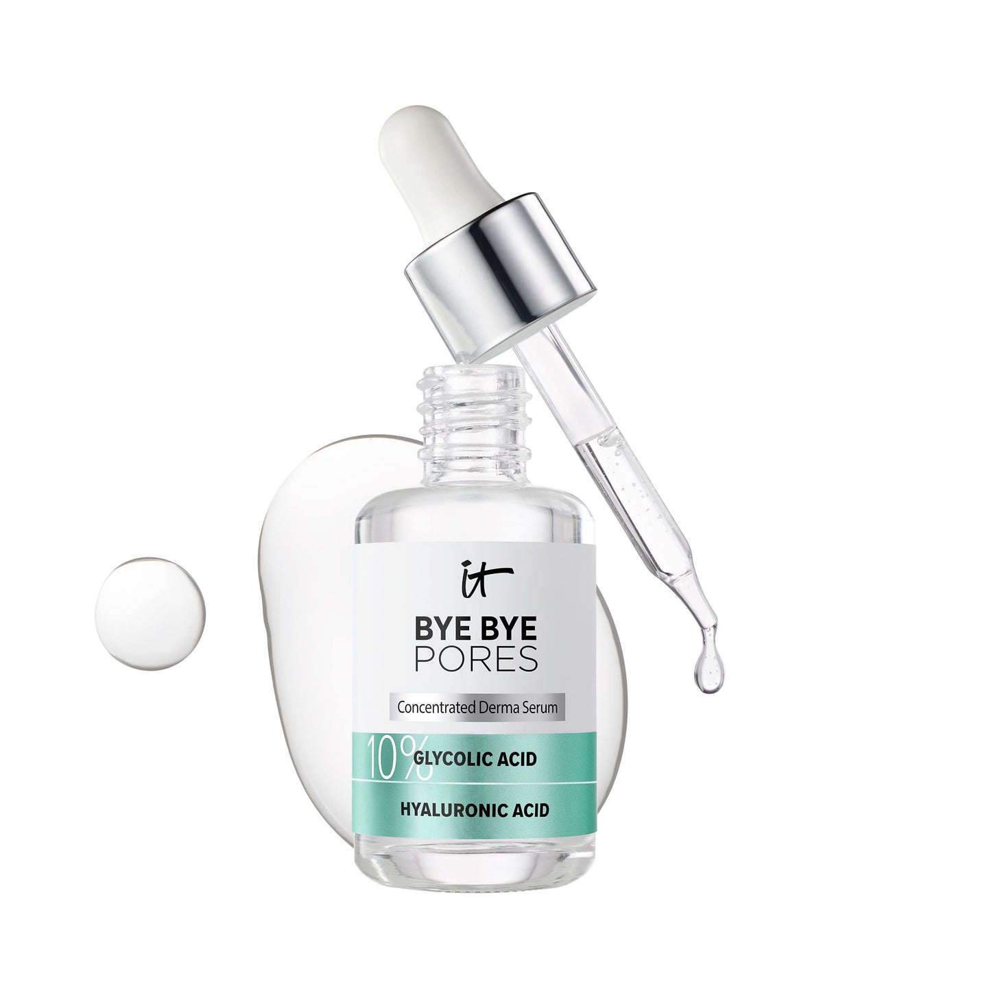 It Cosmetics Bye bye Pores, Serum, Suero Facial con Ácido Glicólico al 10% Minimiza los Poros en 1 Semana y Exfolia Suavemente y Refina la Textura de la Piel con Ácido Hialurónico, 30 ml