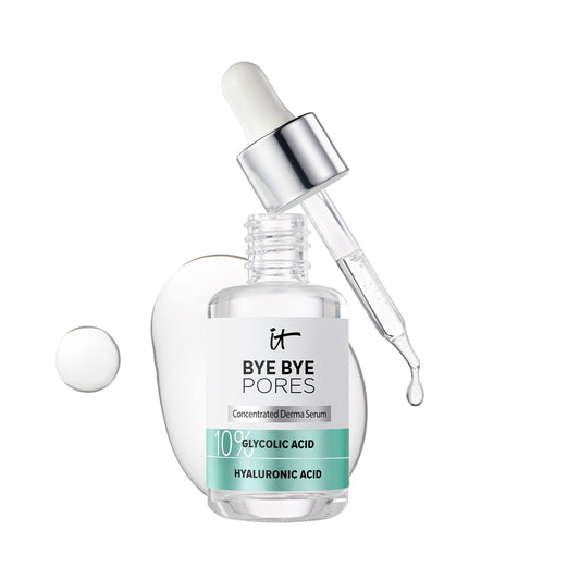 It Cosmetics Bye bye Pores, Serum, Suero Facial con Ácido Glicólico al 10% Minimiza los Poros en 1 Semana y Exfolia Suavemente y Refina la Textura de la Piel con Ácido Hialurónico, 30 ml