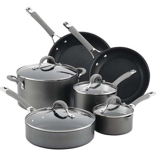 Circulon 84564 Elementum Juego de utensilios de cocina antiadherentes anodizados duros, 10 piezas, color gris