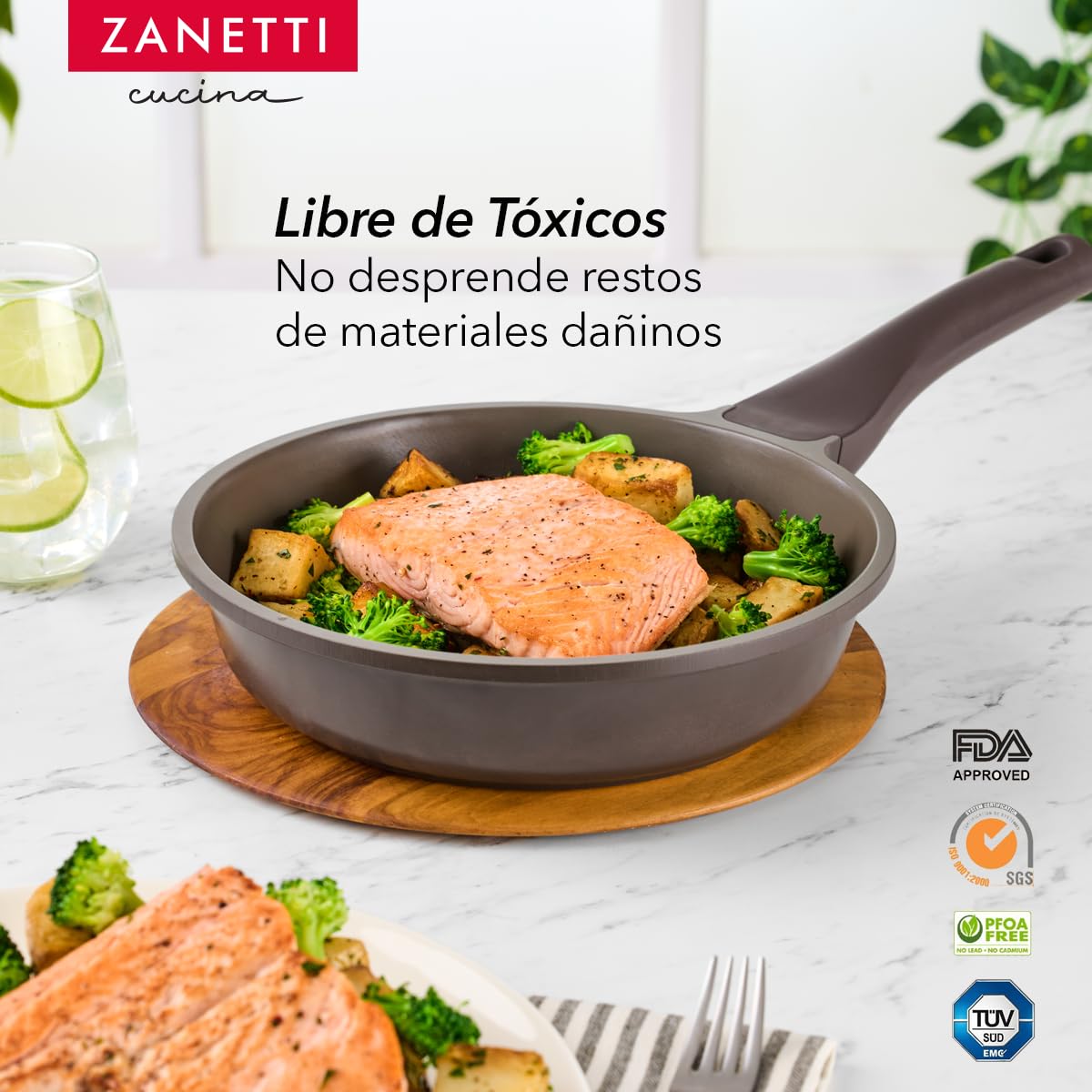 Juego de Sartenes Zanetti Gris con Tecnología Italiana y Antiadherente de Granito