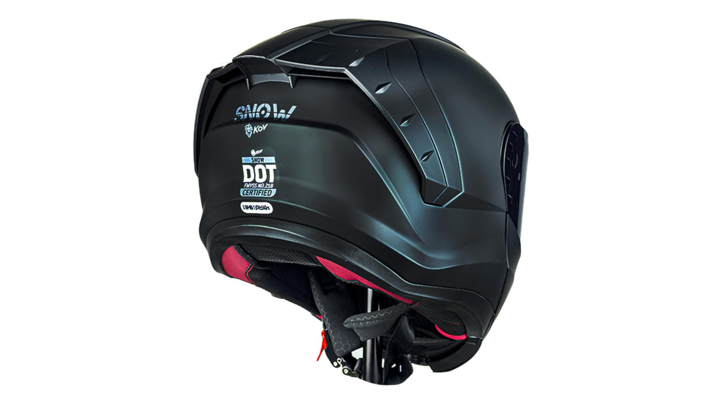 KOV Casco Snow Negro Mate ABATIBLE para Moto Certificado Dot (XXL)