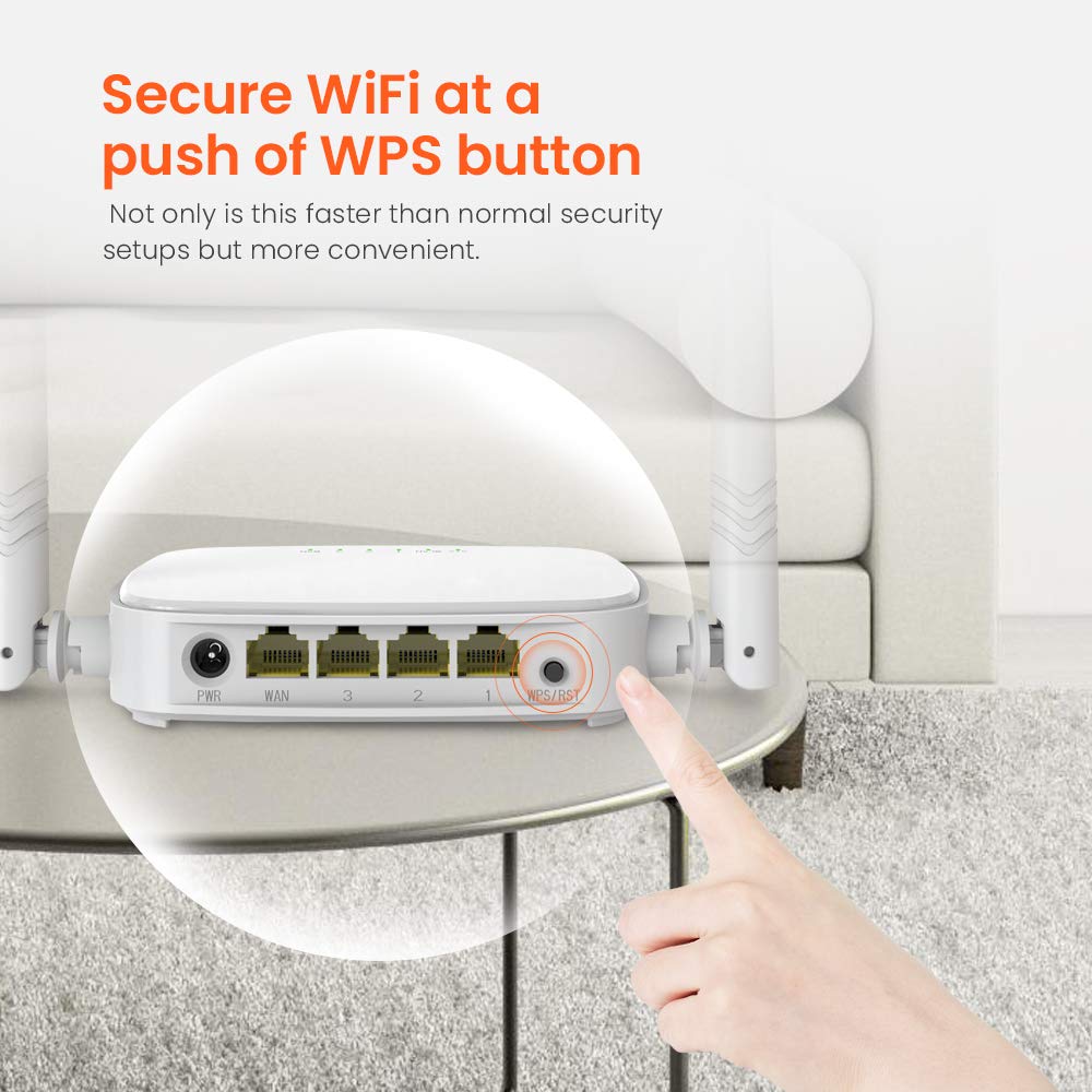 Tenda N301 Router Inalambrico Wi-Fi 300 MBps, 2 Antenas 5dBi, Puertos Fast Ethernet, Puerto USB, Boton WPS, Blanco