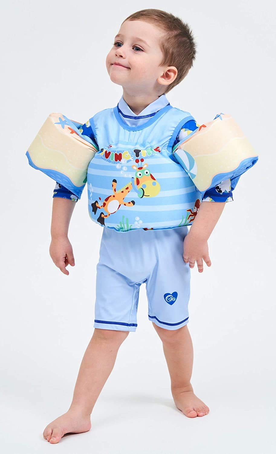 Chaleco Salvavidas para Niños Niña 2 3 4 5 6 Años Salvavidas para Bebe 30 a 55 Libras Natacion Kit con Chaleco de Seguridad y Doble Cierre para Piscina Parque Acuático Lago y Playa (Azul)
