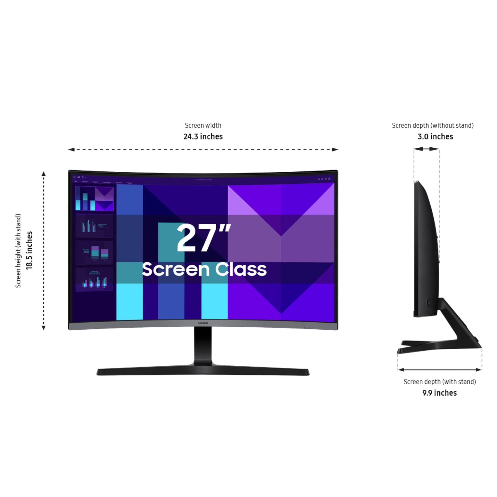 SAMSUNG - Monitor Curvado S3 (S39GD) FHD de 100 Hz, Modo de Juego, Modo de Ahorro de Ojos, conectividad múltiple con Puerto HDMI, LS27D396GANXZA, 2025