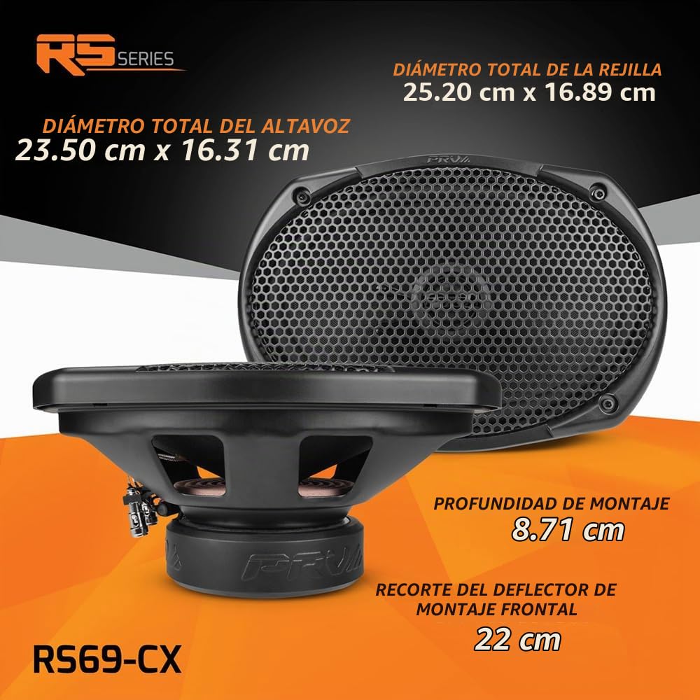 Altavoces Coaxiales de 2 Vías PRV AUDIO 6 x 9 Pulgadas Neodimio con Parrilla para Coche