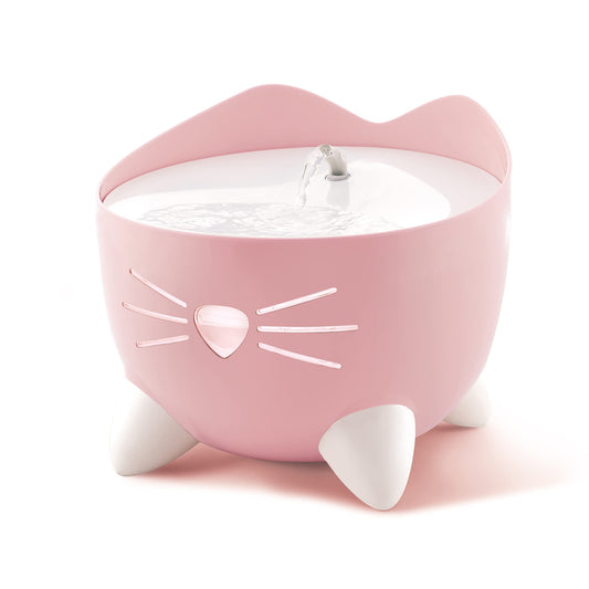 Catit PIXI - Fuente de Agua para Gatos con Triple Filtro y Opciones ergonómicas para Beber, Color Rosa