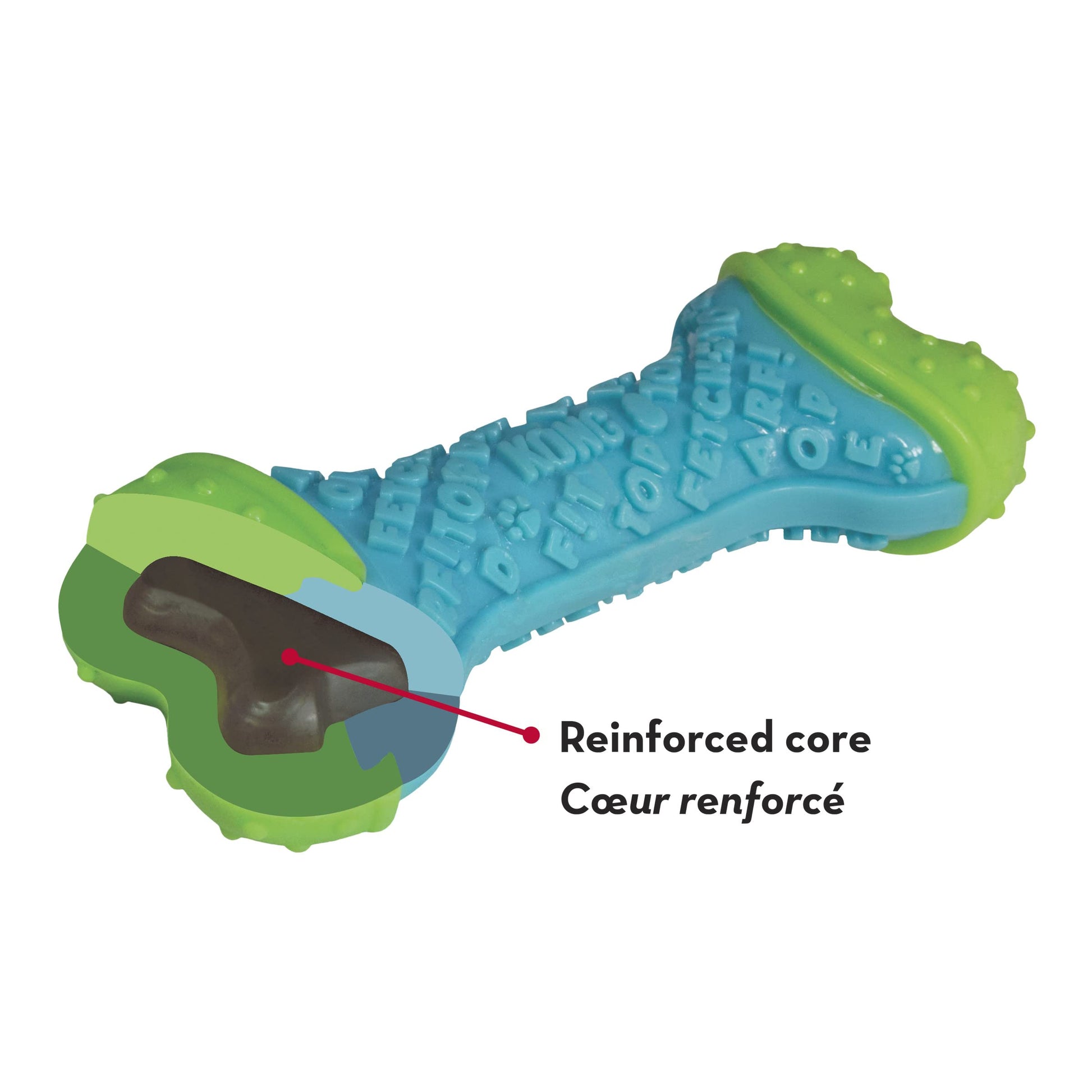 Kong Corestrength Bone, color Azul con Verde, Chico/Mediano