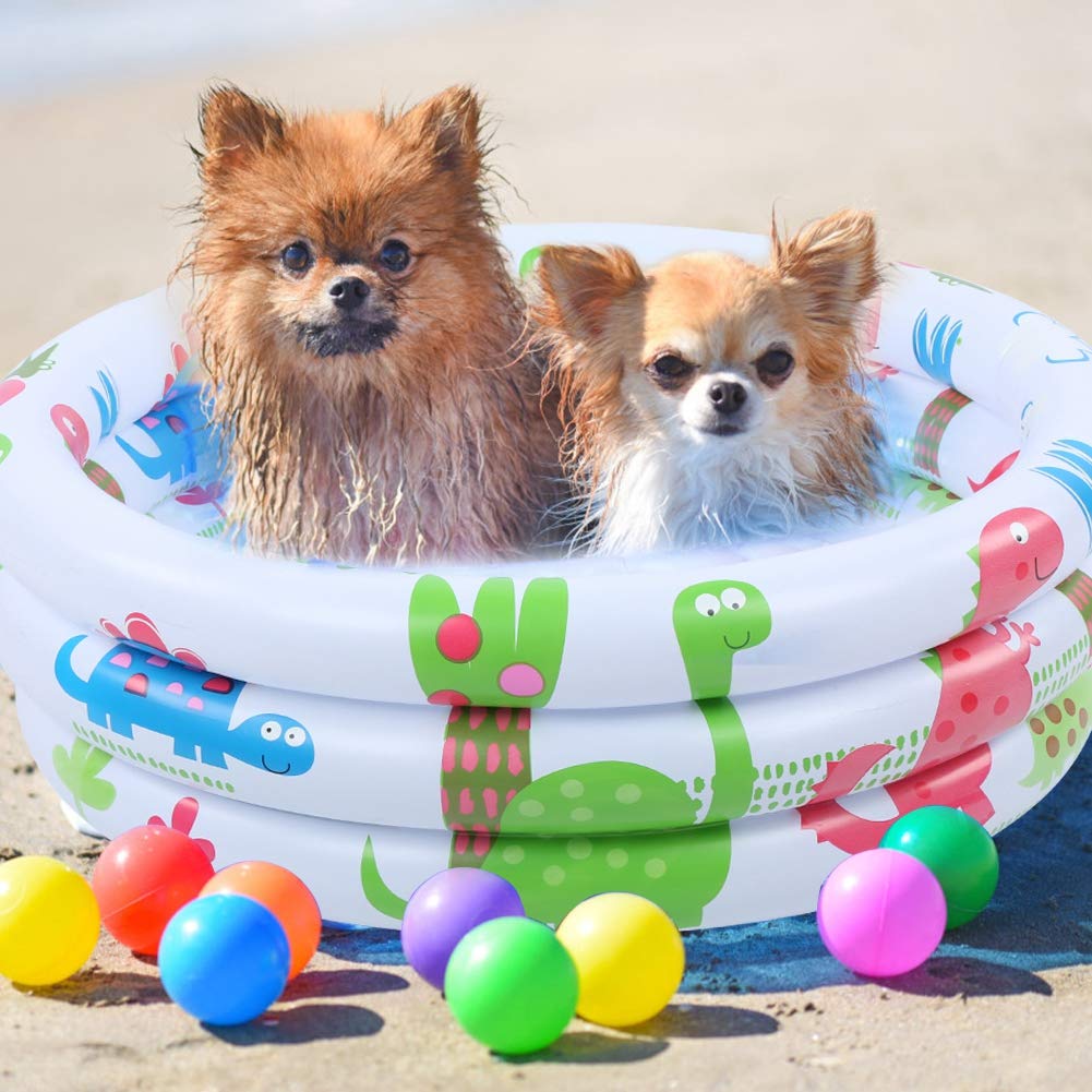 Airshi Piscina Mini de Dinosaurios para Niños, Impermeable, Redonda, Inflable de 60cm/23,6 Pulgadas para Bebés y Niños