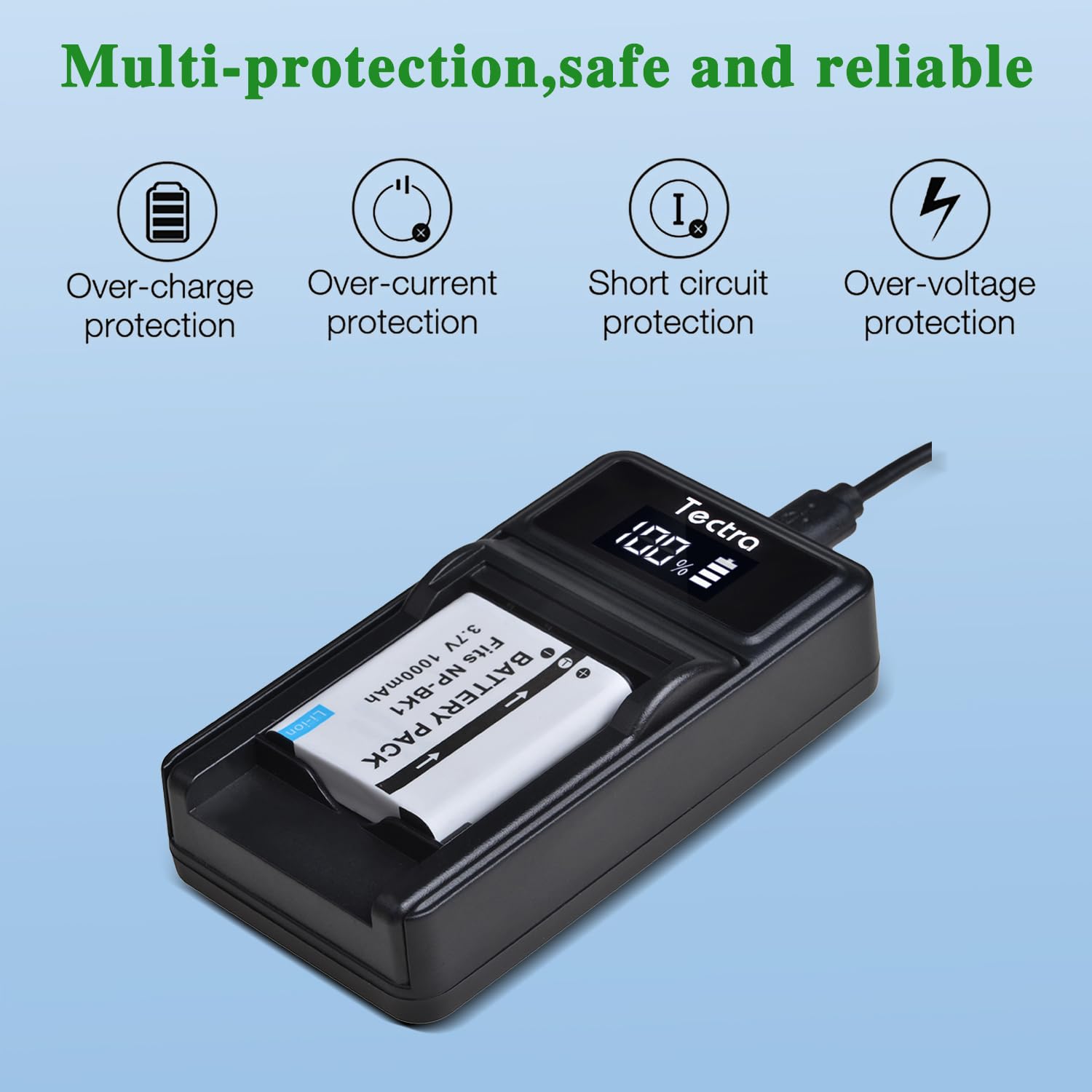 Paquete de Baterías y Cargador USB LED Tectra NP-BK1 para Sony Cybershot