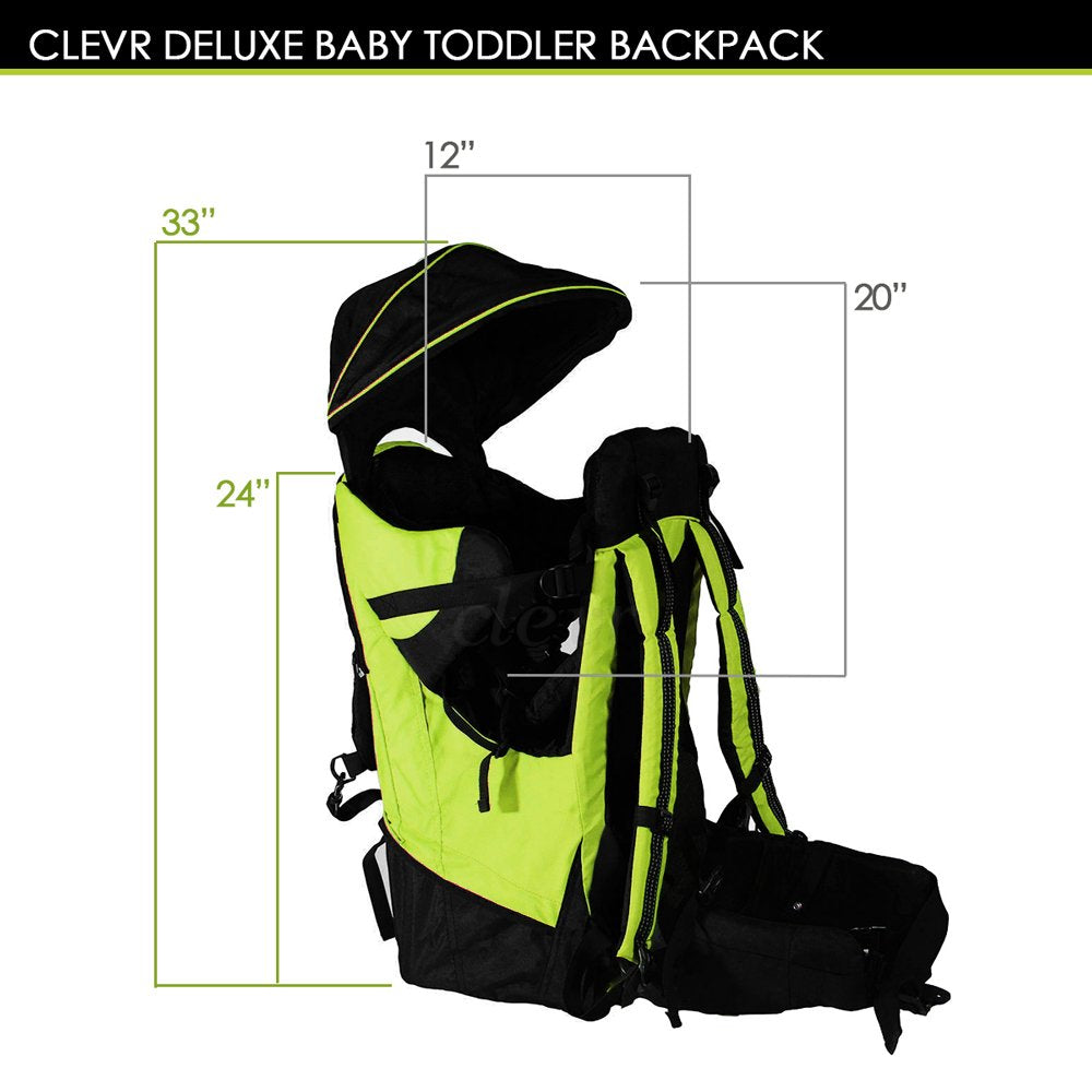 Clevr - Mochila Ligera Excursionismo de Lujo Para Bebé Niño Con Visera de Parasol, Verde