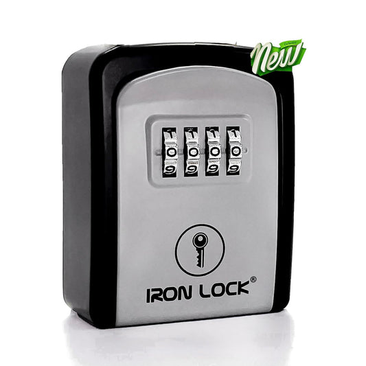 Iron Lock® - Caja de bloqueo para llave de pared con combinación de 4 dígitos, código reiniciable, interruptor A B y capacidad de 5 llaves, caja de seguridad impermeable para interiores y exteriores
