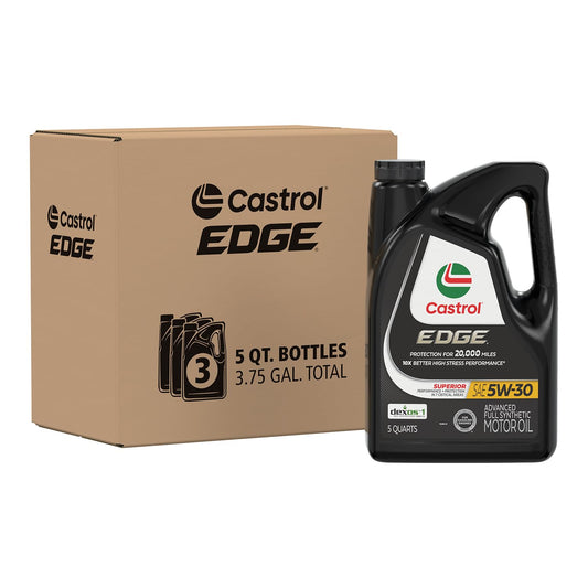 Castrol 03084 Edge 5W-30 Aceite de Motor sintético Completo, 5 Cuartos de galón, Paquete de 3