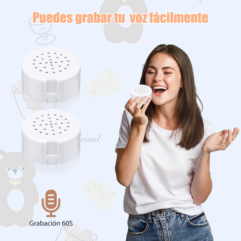 Grabadora de Voz HETIE Blanca de 60 Segundos para Peluche