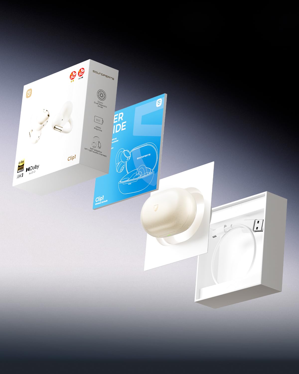 Audífonos Inalámbricos SoundPEATS Open Ear Bluetooth 6.0 Beige