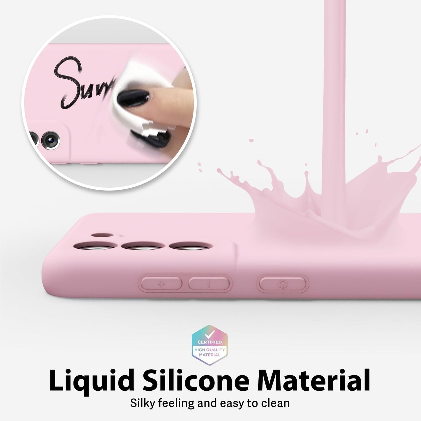oakxco - Funda de silicona líquida para Samsung Galaxy S21 FE 5G, bonita funda delgada de goma suave TPU lisa para mujeres y niñas, estética, mate sólido protector y a prueba de golpes, rosa claro