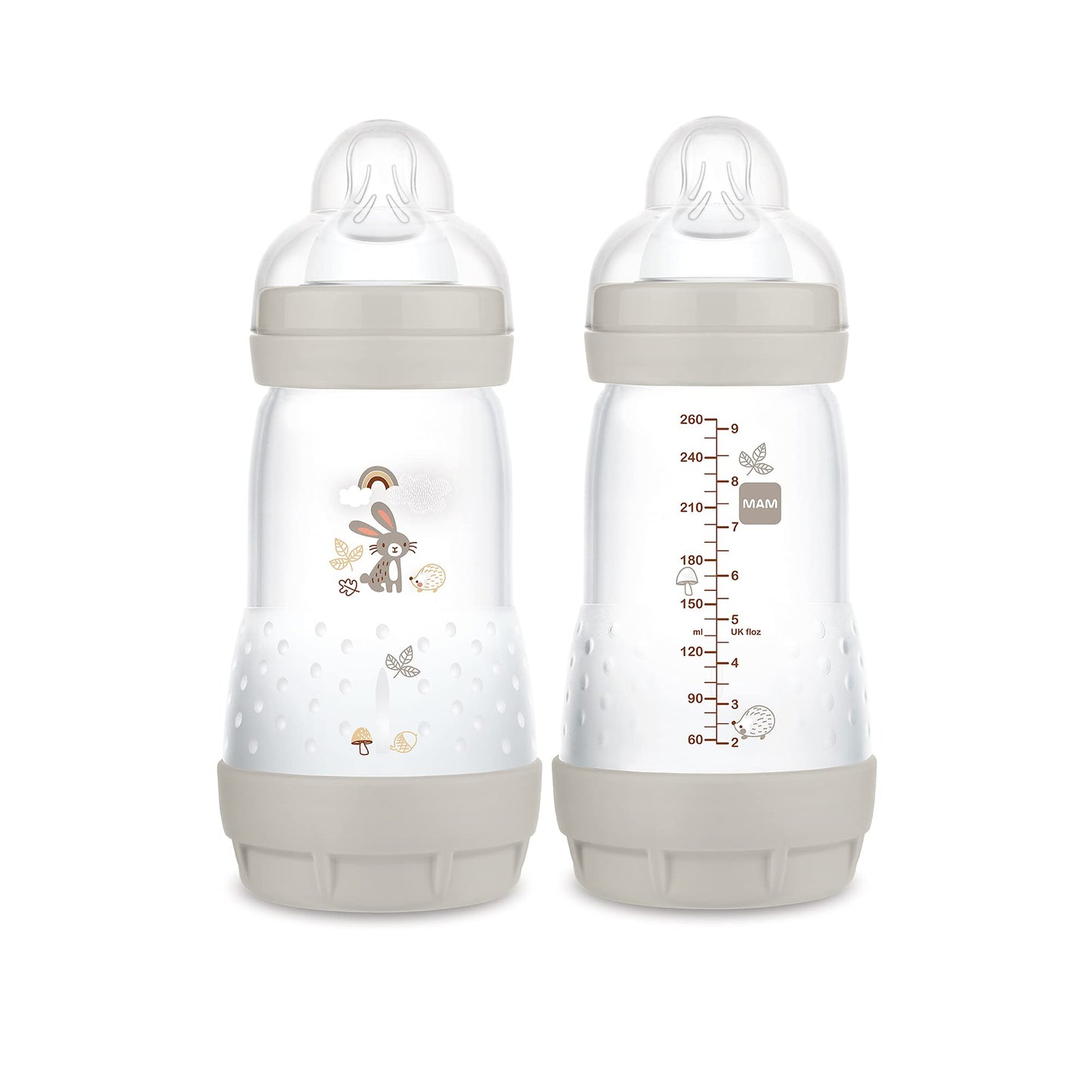 MAM Easy Start - Biberón anticólico de 9 onzas, flujo medio, botella de pezón de silicona similar a la lactancia materna, reduce los cólicos, gas y reflujo, fácil de limpiar, sin BPA, biberones
