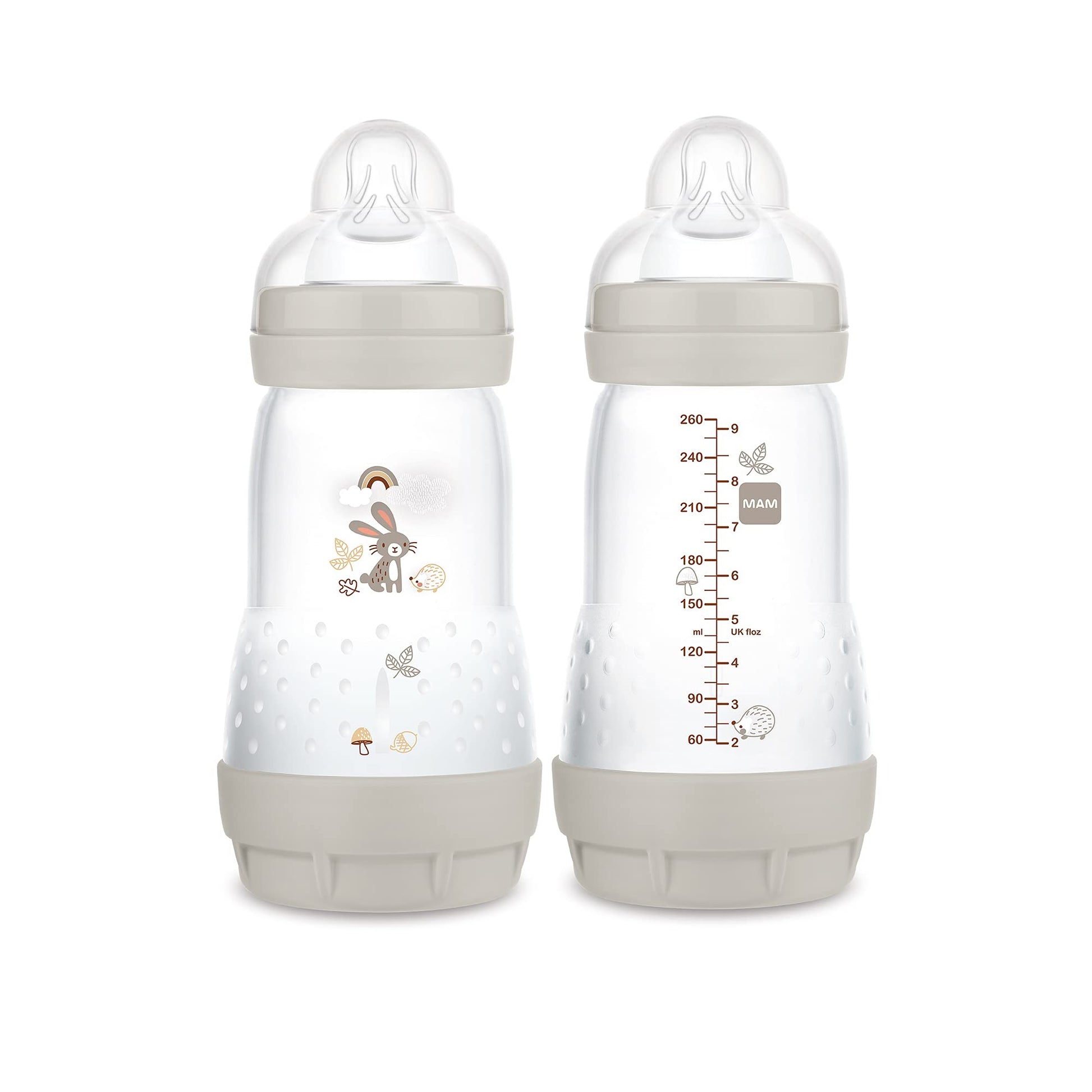 MAM Easy Start - Biberón anticólico de 9 onzas, flujo medio, botella de pezón de silicona similar a la lactancia materna, reduce los cólicos, gas y reflujo, fácil de limpiar, sin BPA, biberones