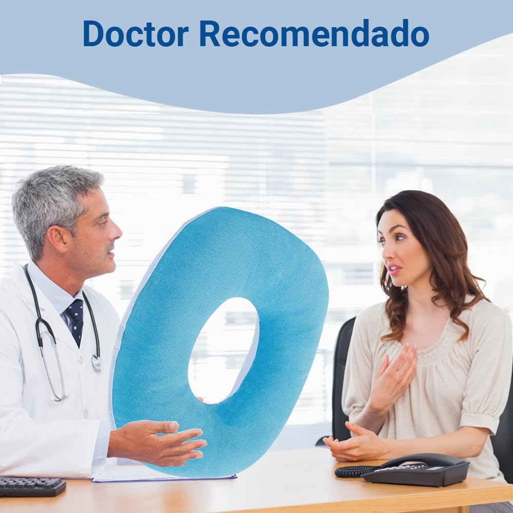 BILIBON Cojín para Hemorroides de Donut, Almohada para Silla de Ruedas, Diseño de Doble Cara de Seda Helada y Gamuza, Hueco y Transpirable, Alivia El Dolor De Espalda y Coxis, Hemorroides, Ciática