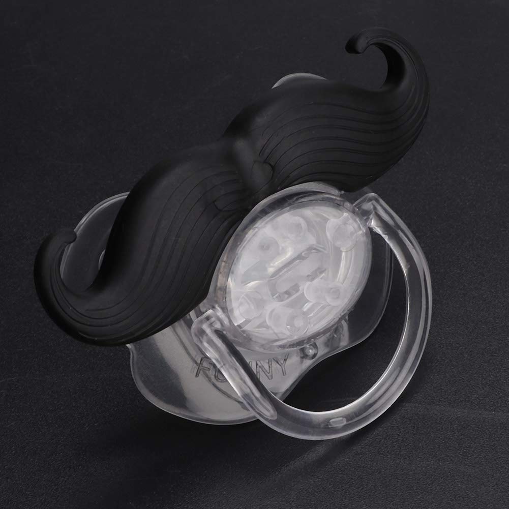 Chupete de Silicona Labios de Grado Alimenticio Chupetes Lindos Portátiles con Diseño Divertido de Barba para Niños Dientes Binky (Barba de rizos)