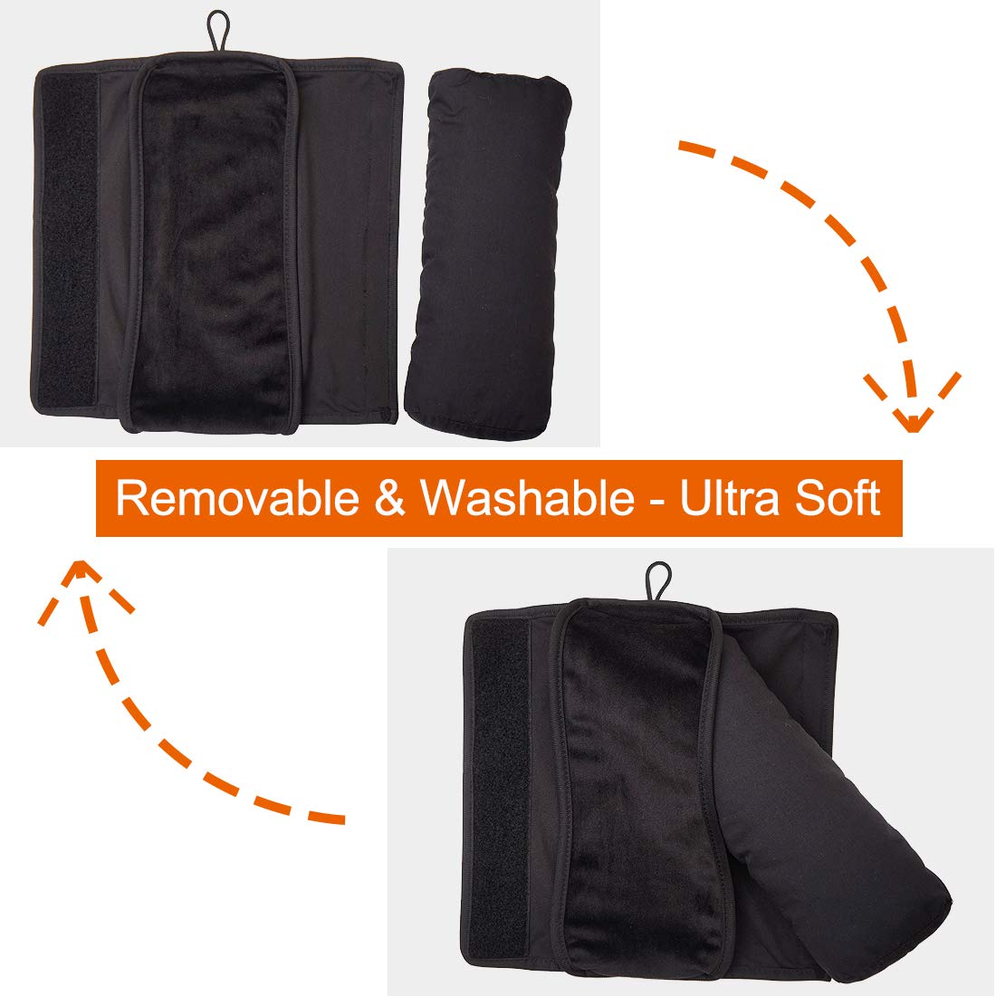 COOLBEBE - Almohada para cinturon de seguridad para ninos, extra suave, almohada de viaje para cuello y hombro en el coche, almohadilla universal para asiento de coche para ninos, bebes, adultos, color negro