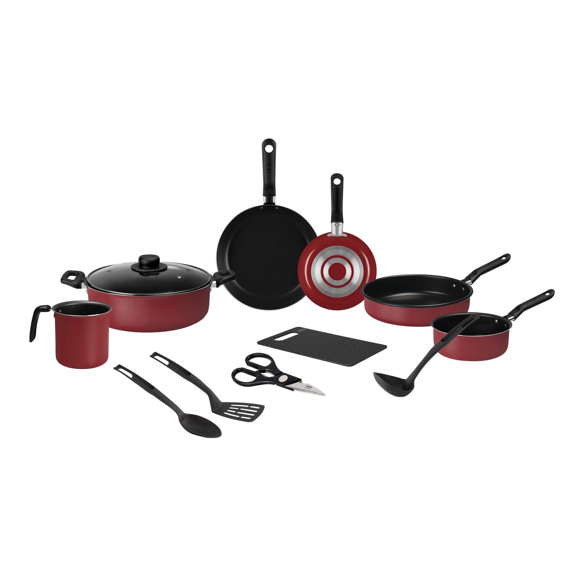 Batería de Cocina Ekco Rojo Antiadherente 12 Piezas Aluminio
