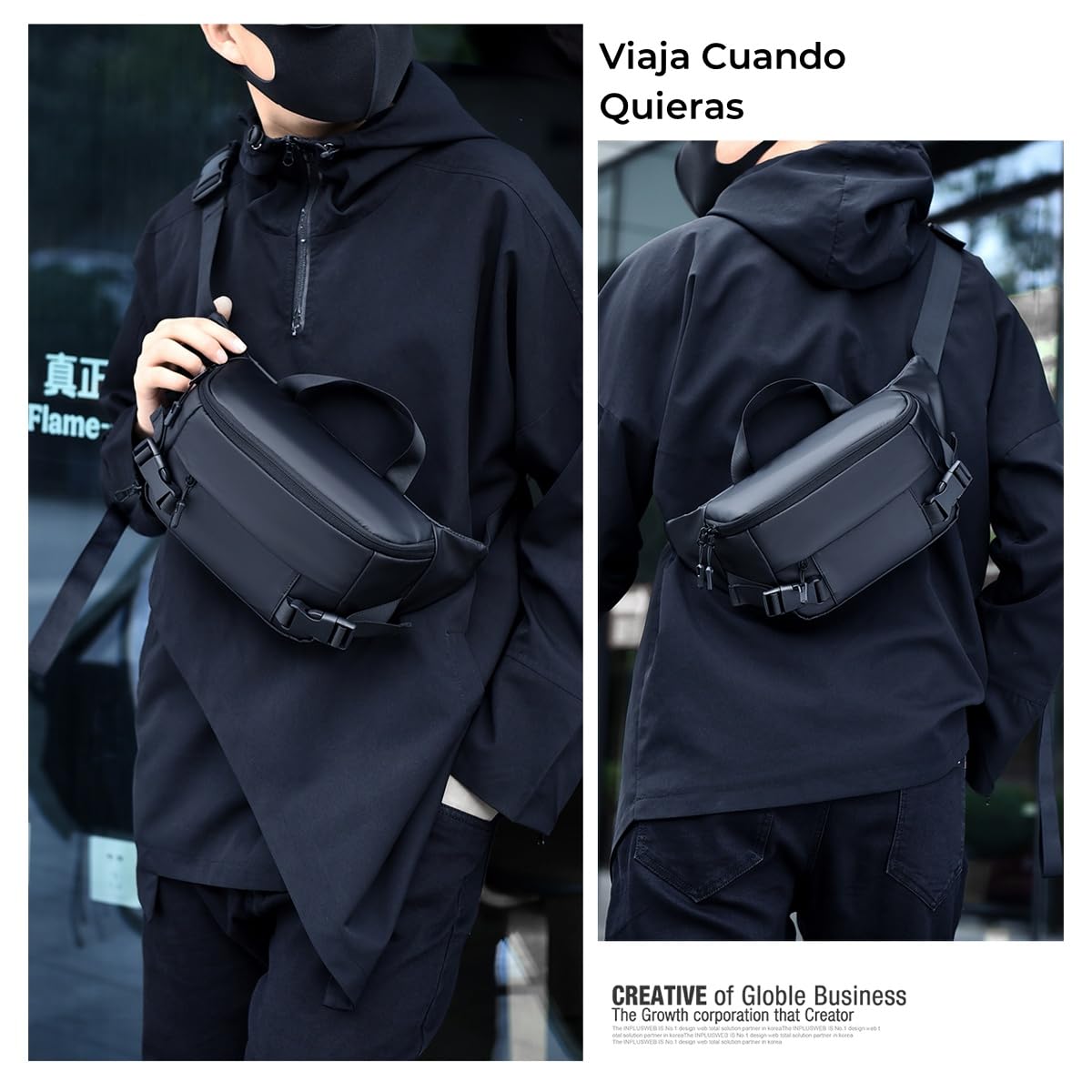 Cangurera Deportiva para Hombre Mujer, Cangurera Deportiva de Viaje, Riñonera para Correr Impermeable con Cinturón Regulable y Hebilla Rápida, para exteriores, senderismo, correr y Ciclismo (Negro)