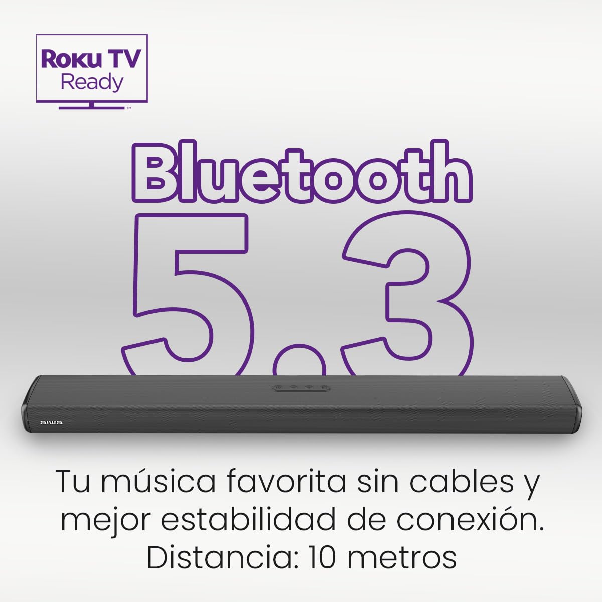 Barra de Sonido Aiwa Negro Bluetooth 2.0 CH con LED y HDMI Sonido Potente Diseño Slim para TV
