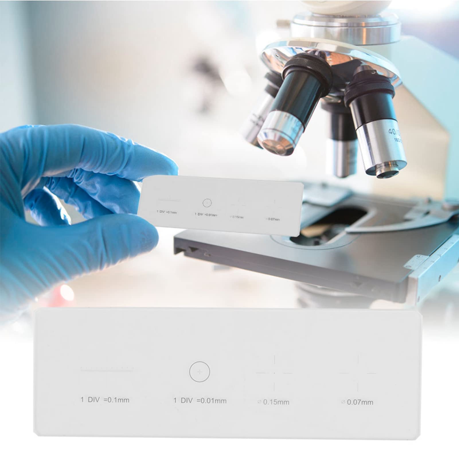 Micrómetro Microscopio DIV 0.01 mm Vidrio Calibración Etapa