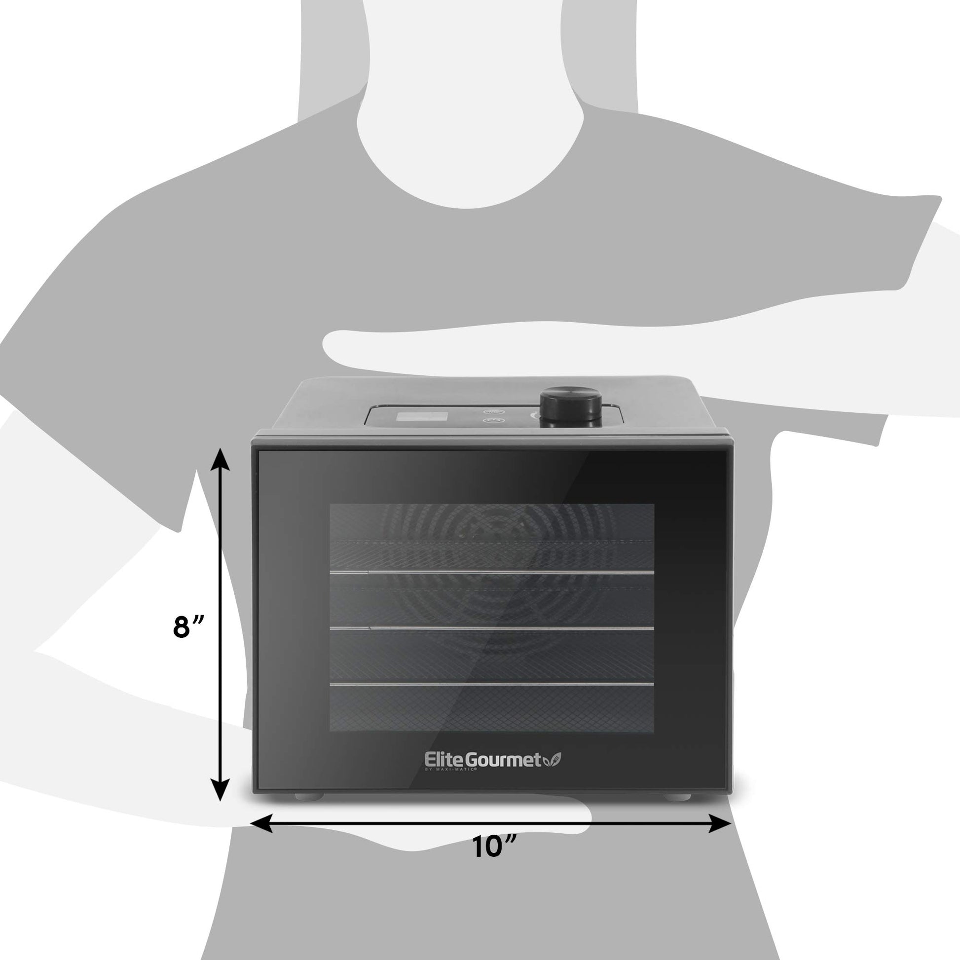 Elite Gourmet Deshidratador de alimentos, bandejas de acero inoxidable, deshidratador de alimentos, controles de temperatura ajustables, hierbas cecas, frutas, verduras y aperitivos