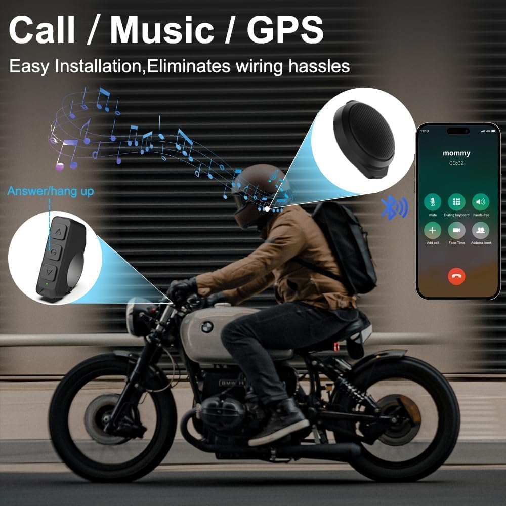 OBEST Auricular Bluetooth para Motocicleta, Altavoz Bluetooth para Casco con Pantalla LED, Impermeable Auriculares Bluetooth inalámbricos para Esquiar, 1900mAh, Micrófono Integrado para Llamadas