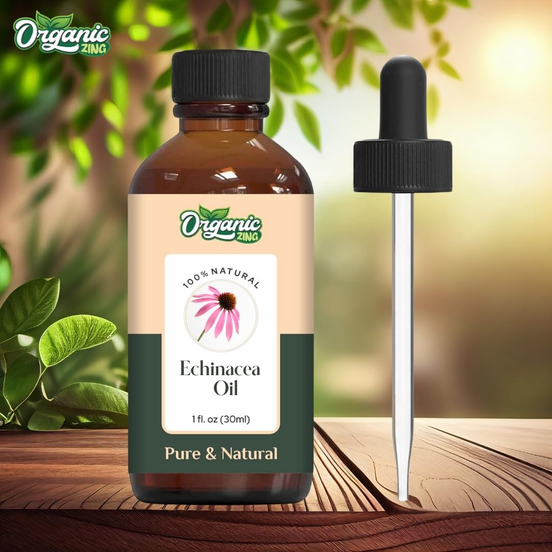 Organic Zing Echinacea (Echinacea angustifolia) Oil | Pure & Natural Carrier Oil for Skincare and Hair Care - 30ml/1.01fl oz