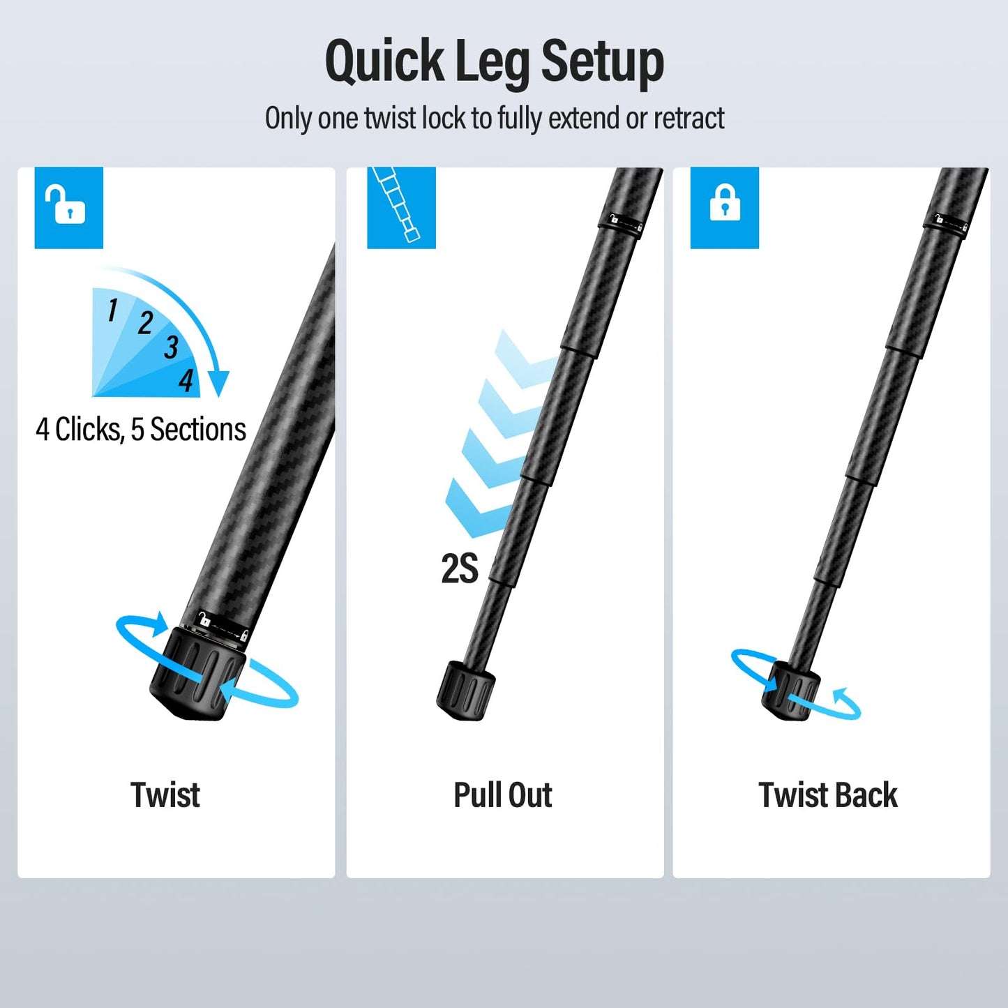 Trípode de Cámara SIRUI Fibra de Carbono 60" Cabeza de Bola 360° Traveler X-III Viaje Compacto