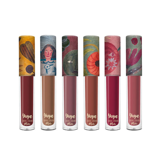 Yuya - Set de labiales indelebles larga duracion - labial indeleble - Labiales - Labiales liquidos acabado mate de larga duración (Alquimia, Soneto, Bruma, Eco, Cometa, Maleza, Pack 6 piezas)