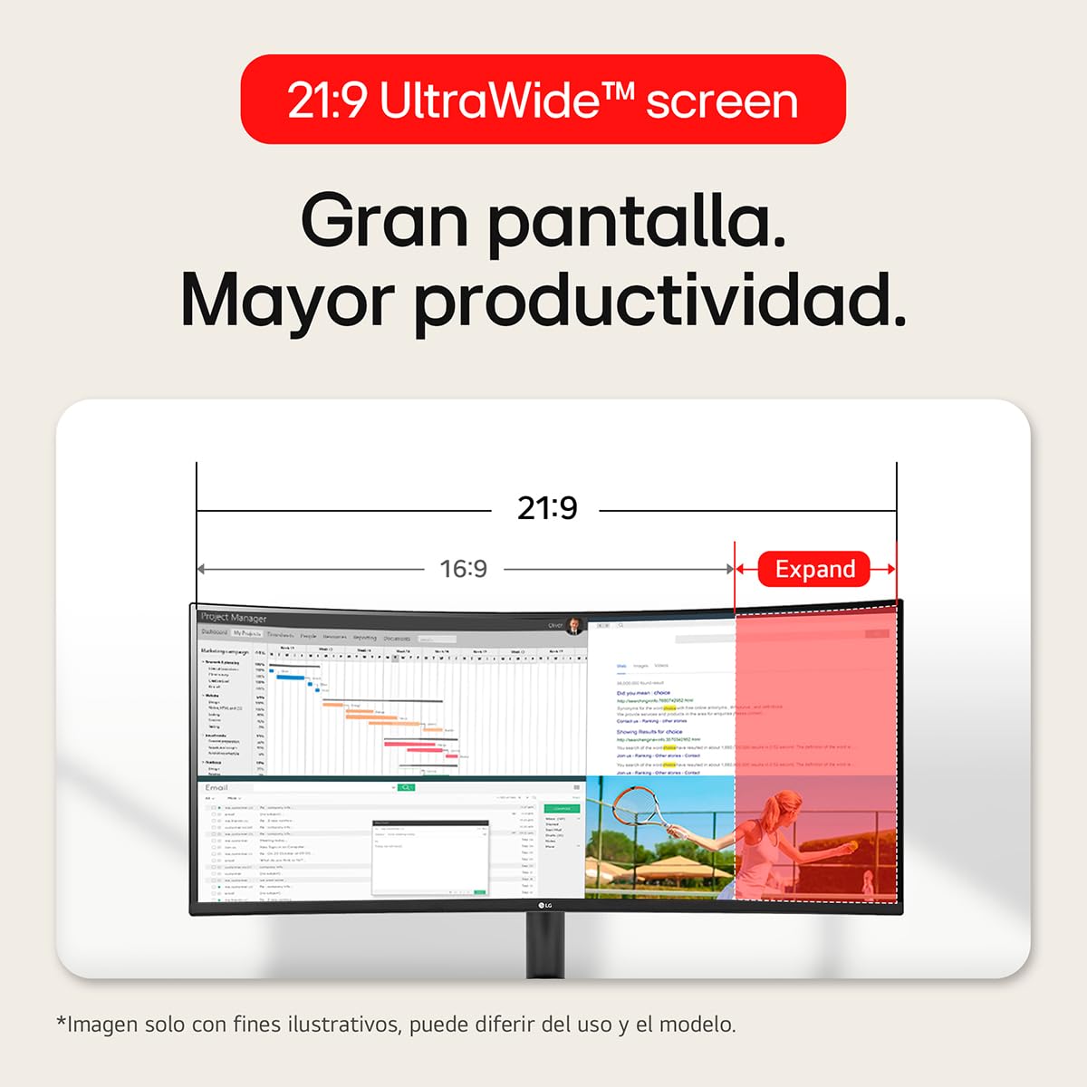 LG Monitor Curvo Ultrawide 34" 100Hz VA HDR, 34WR50QK (3440 x 1440), 5ms GtG, Contrast Ratio 1500a1
