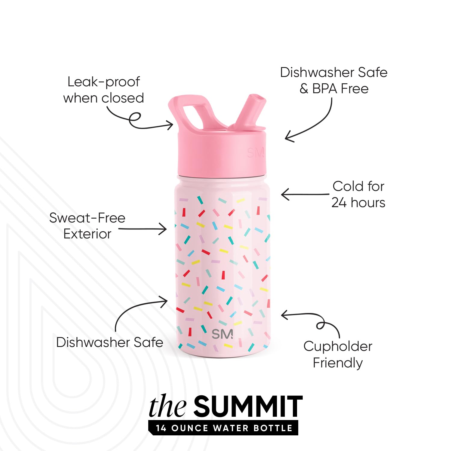 Botella de Agua Simple Modern Confetti Vaso Térmico Acero Inoxidable para Niños y Niñas
