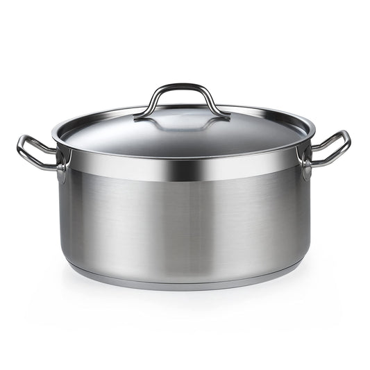 Cooks - Cacerola de horno holandés estándar con tapa, ollas profesionales de acero inoxidable de 9 cuartos de galón, color plateado