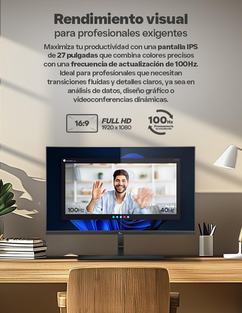 Monitor de Computadora Qian QMF-IPF27-01 27 Pulgadas Full HD IPS HDR10 G-Sync Freesync