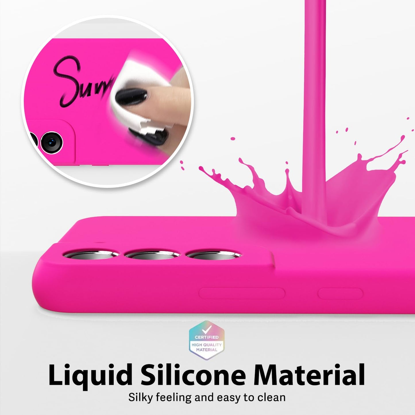 oakxco - Funda de silicona líquida para Samsung Galaxy S22, color sólido fluorescente, delgada, de goma suave, suave, de poliuretano termoplástico (TPU), lisa, mate, para mujeres y niñas, color rosa