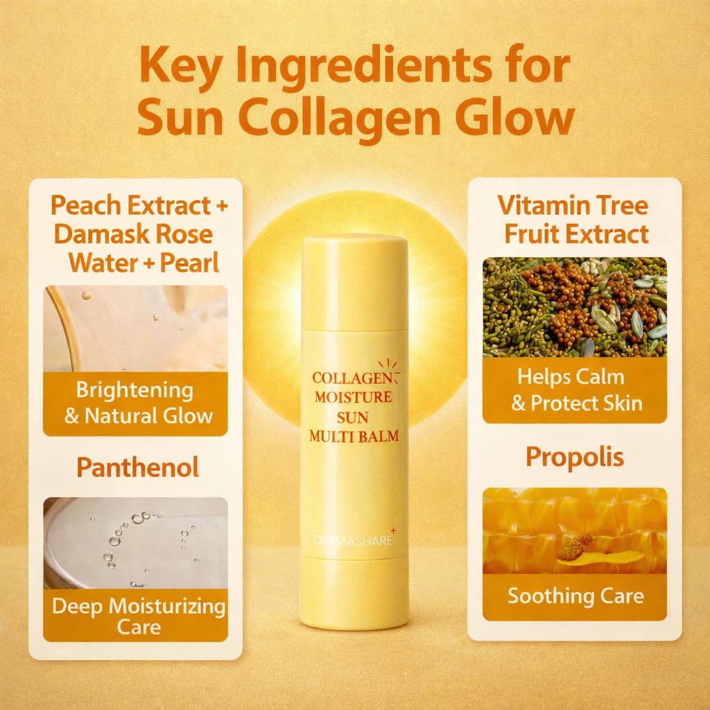 "Dermashare Bálsamo hidratante en barra Wrinkle Bounce Moisturizing Glowing Sun Balm (SPF50) de DERMASHARE, fabricado en Corea
