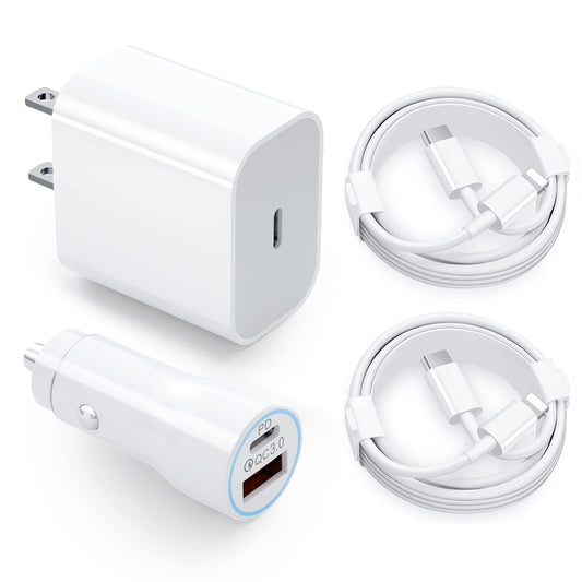 Uniytriox 20W Cargador Tipo C con Cable iPhone, 38W Car Charger Combo Kit, 2 Puertos Adaptador de Coche Tipo C y QC 3.0 de Aluminio Quick Charger Compatible con iPhone 14 13 12 11 Pro MAX Mini