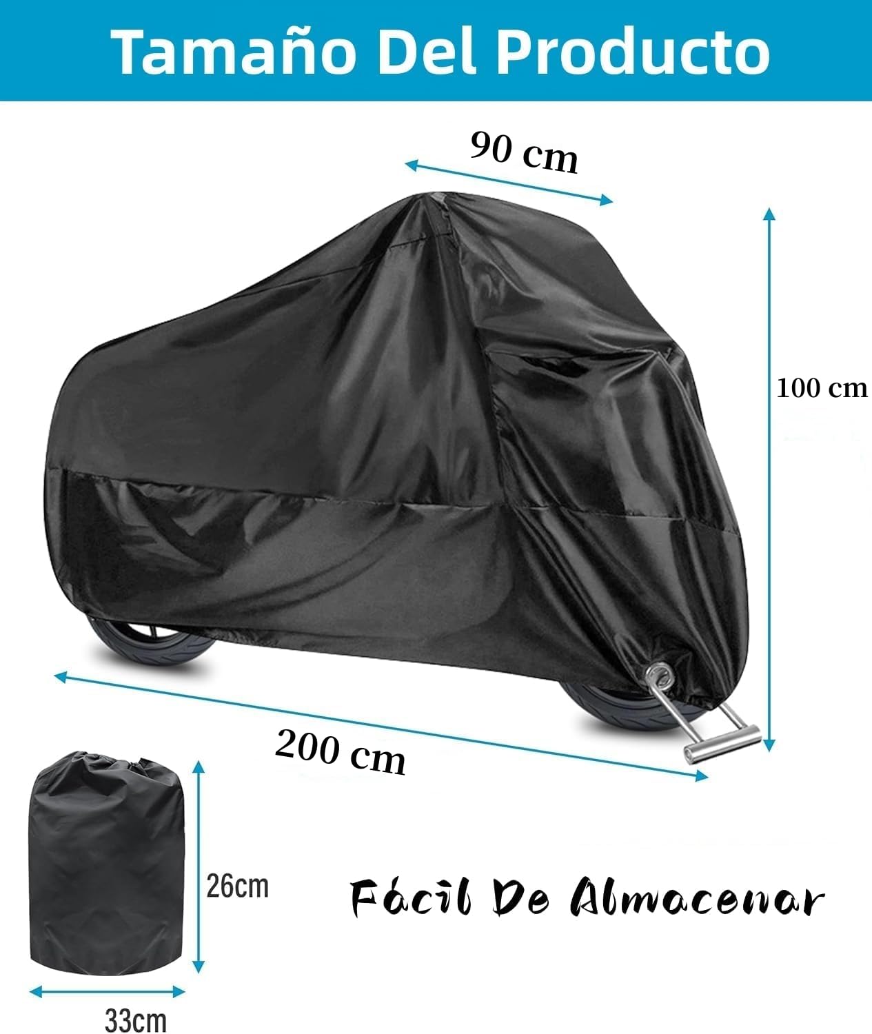Balabow Cubierta de Motocicleta, Funda para Moto Impermeable, Motocicleta Protectora Poliéster para Motocicletas como Honda, Yamaha, Suzuki, Harley y más (Negro, M)