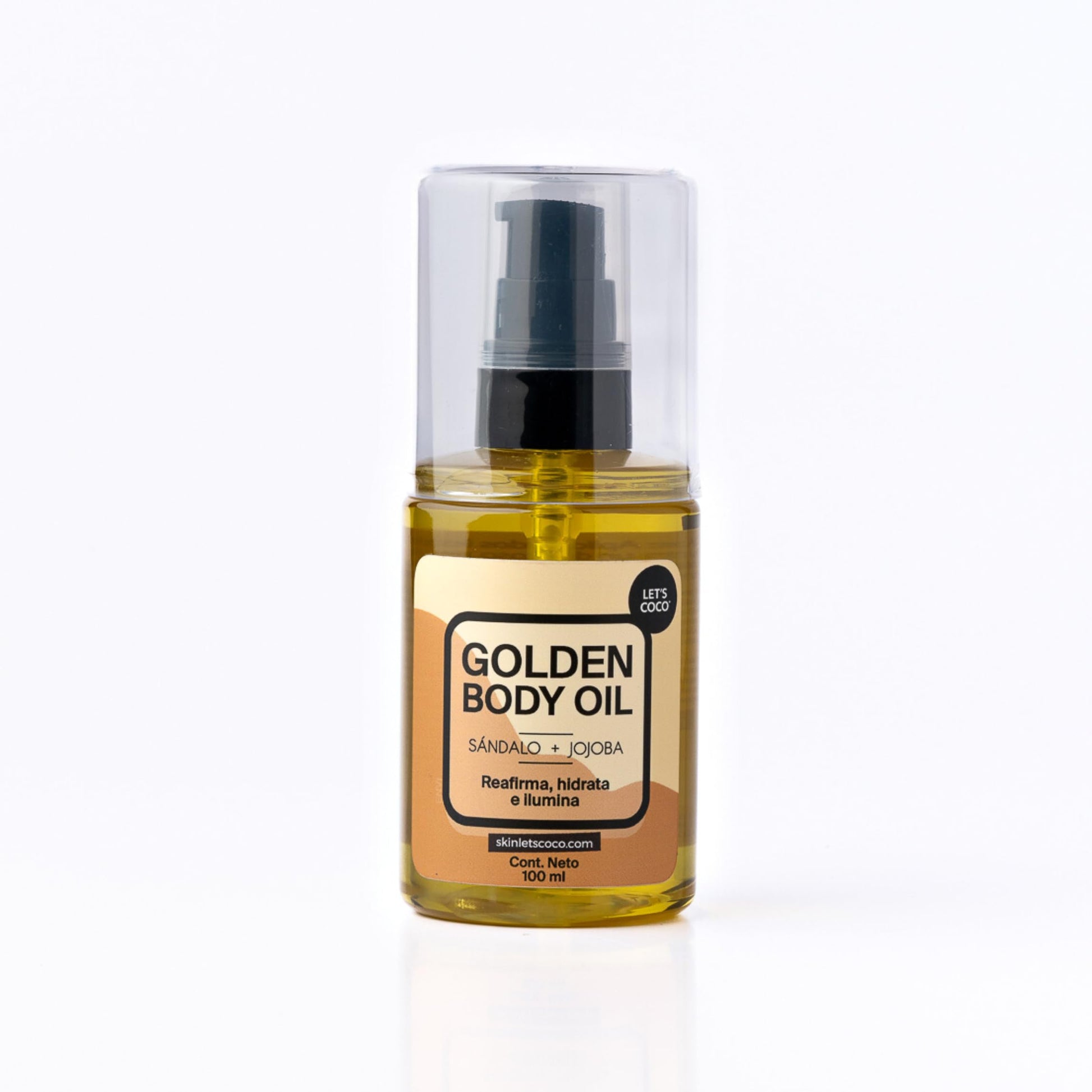 LET'S COCO | Golden Body Oil - Reafirma, hidrata e ilumina, Skin Let's Coco - Aceite de Jojoba y Sándalo Para Uso en Todo el Cuerpo, Hidrata y tonifica tu piel - Contenido Neto 100 ml - Ideal para viaje