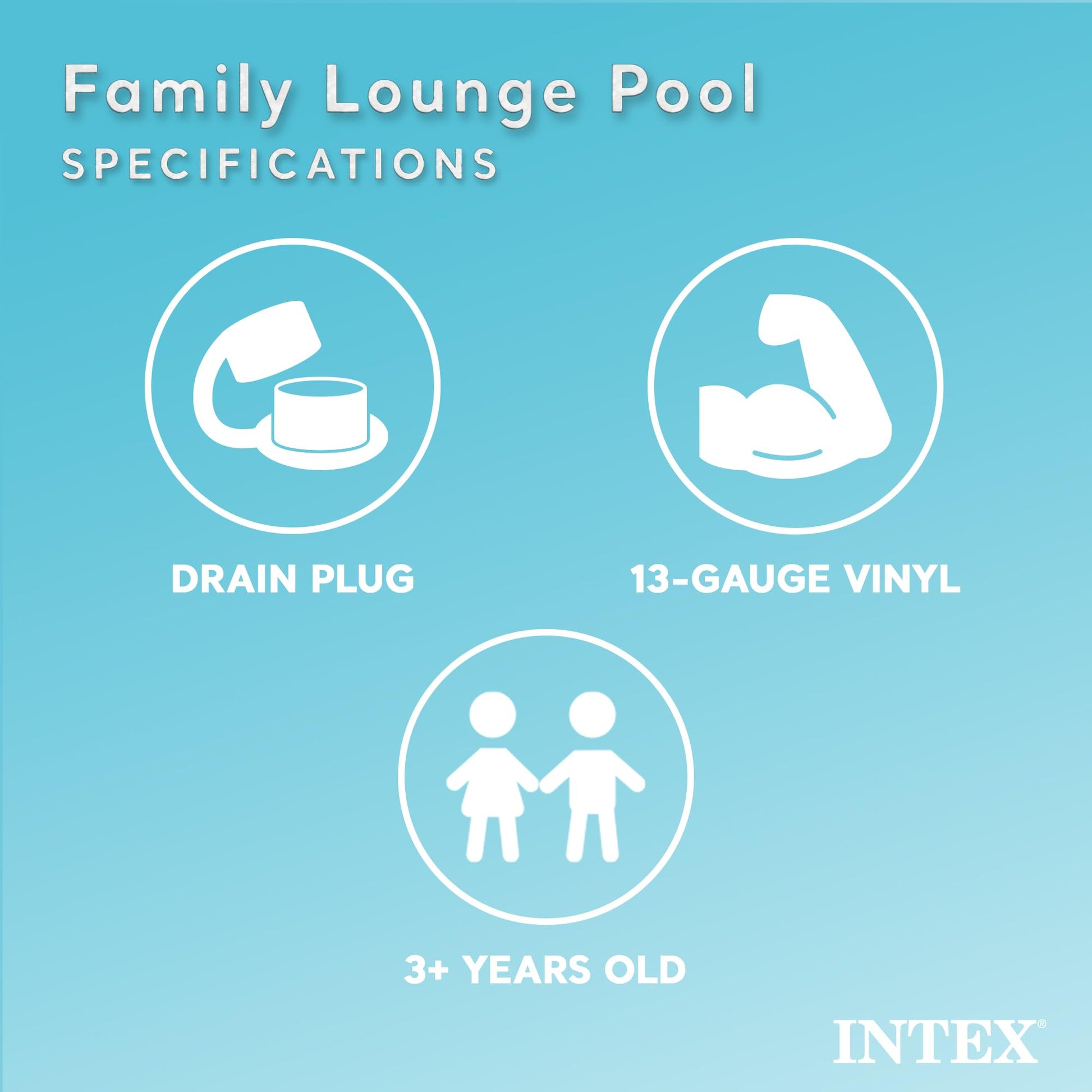 Intex Swim Center™ Inflatable Family Lounge Pool, 88in X 85in X 30in, for Ages 3+