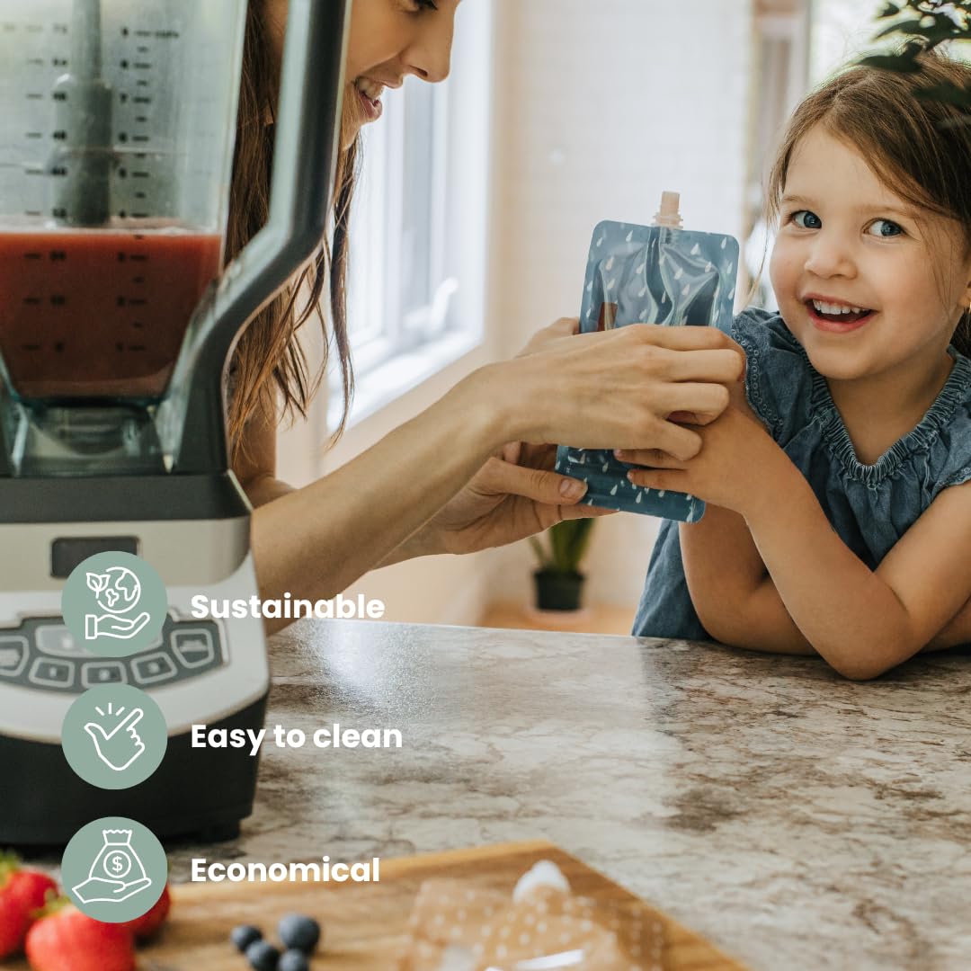 Bolsas reutilizables para alimentos para bebés – Bolsas de almacenamiento de alimentos para niños pequeños y niños – Puré de manzana, batidos, yogur y puré – Bolsa de compresión sin BPA Lot de 6