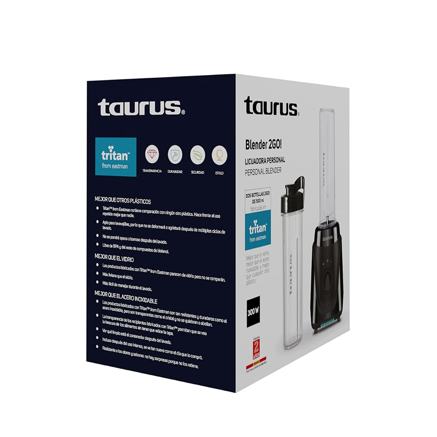 Licuadora Personal Taurus Transparente con 2 Botellas Tritan y Cuchillas Desmontables Sin BPA