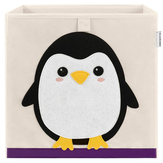 CLCROBD Cubos de almacenamiento plegables con diseño de animales, caja de juguetes de tela/cofre/organizador para guardería infantil, 33 cm (Pingüino)