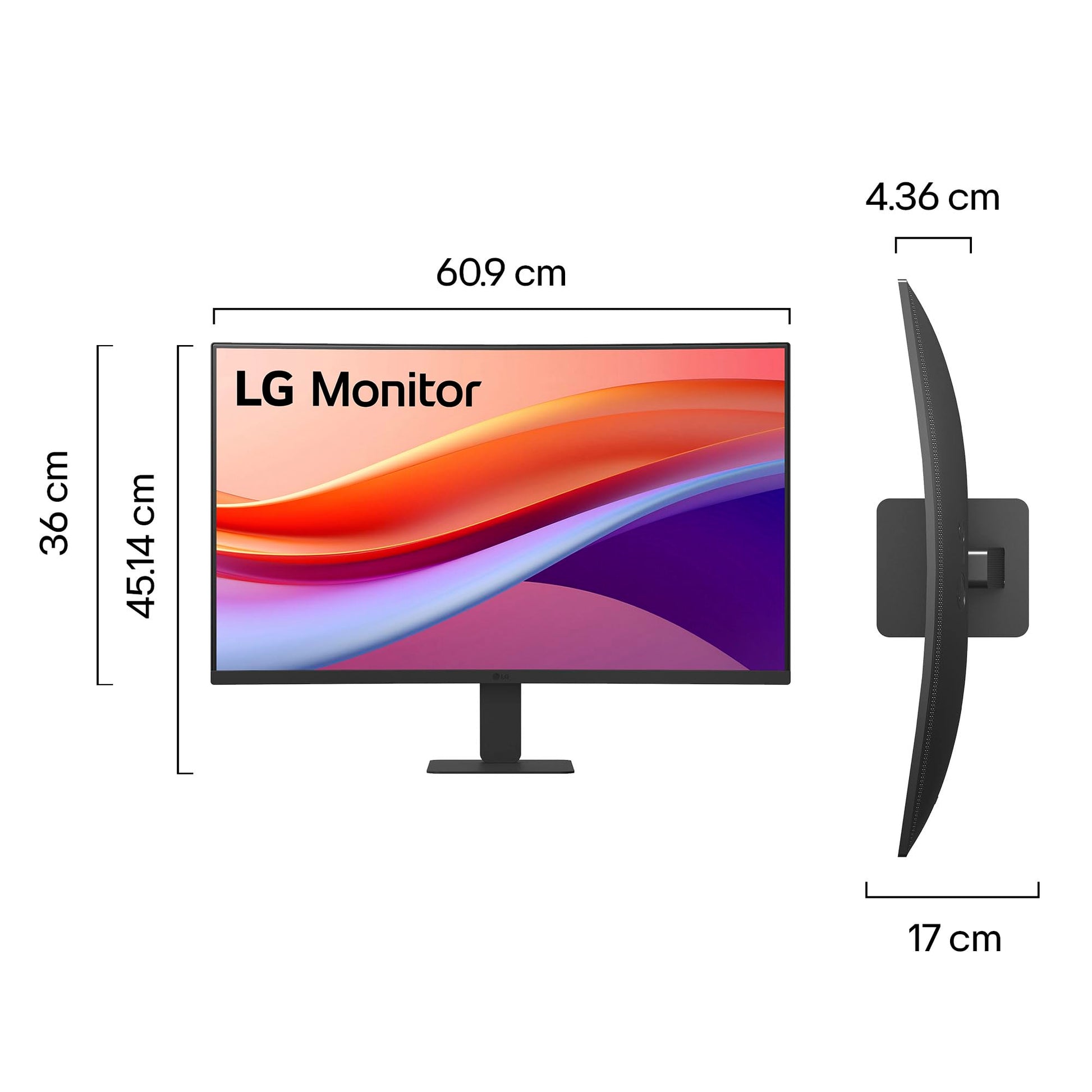 LG Monitor 27U421A-B FHD (1920 x 1080) 27" Curvo Refresh Rate 100 Hz, Tiempo de Respuesta de 5 ms (GtG), Contrast Ratio: 3000:2